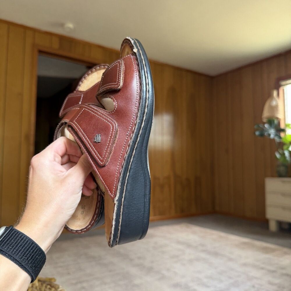 $245 Finn Comfort Brown Leather Jamaica Slip On Sandals Flats Germany Sz 36 US 6 - Picture 12 of 14